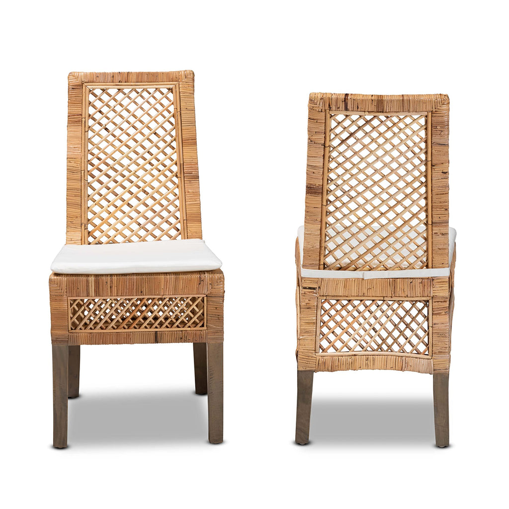 Argos Modern Bohemian Natural Rattan 2-Piece Dining Chair Set