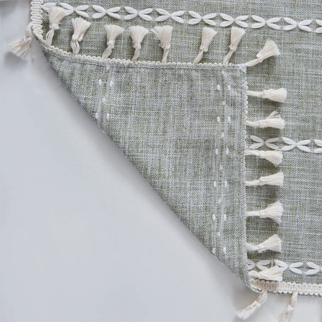 Green Modern Farmhouse Textured Curtains Living Room 72''L x 52''W Light Filtering French Country Boho Chic Tassel