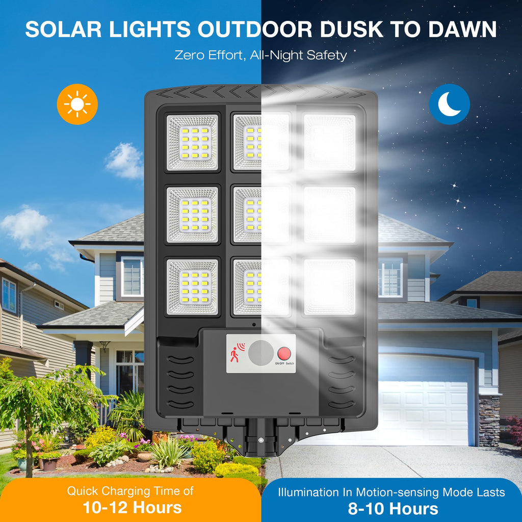 Solar Lights Outdoor, IP66 Waterproof Motion Sensor Solar Street Light