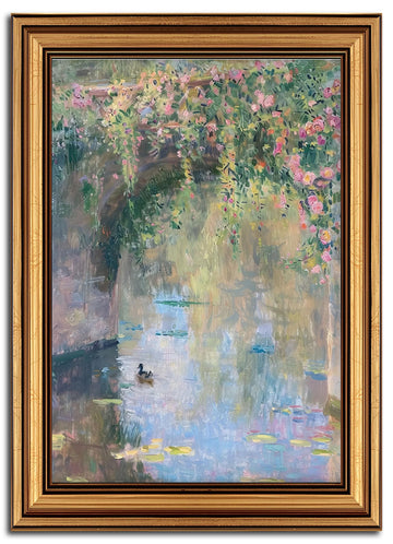 Vintage Gold Framed Wall Art Monet Canvas Prints Floral Landscape Oil Painting Picture Country Nature Wall Decor