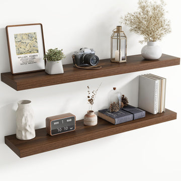 48 Inch Floating shelves for Wall, 8 Inch Deep, Invisible Brackets, Walnut