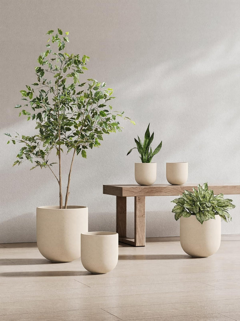 10 Inch Plant Pot, Ceramic Pots for Plants, Speckled Oat