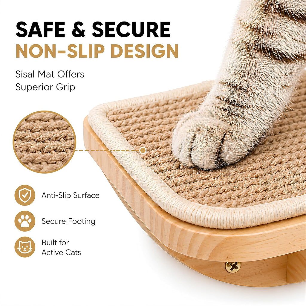 2 Set Wooden Cat Wall Shelves with Sisal Mat, Cat Wall Furniture Steps