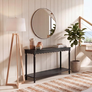 Collection Haven French Country Farmhouse Matte Black Console Table , Foyer