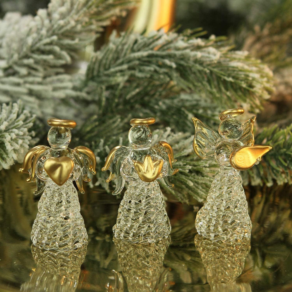 Christmas Angel Ornaments Set, Crystal Ornaments - Set of 12