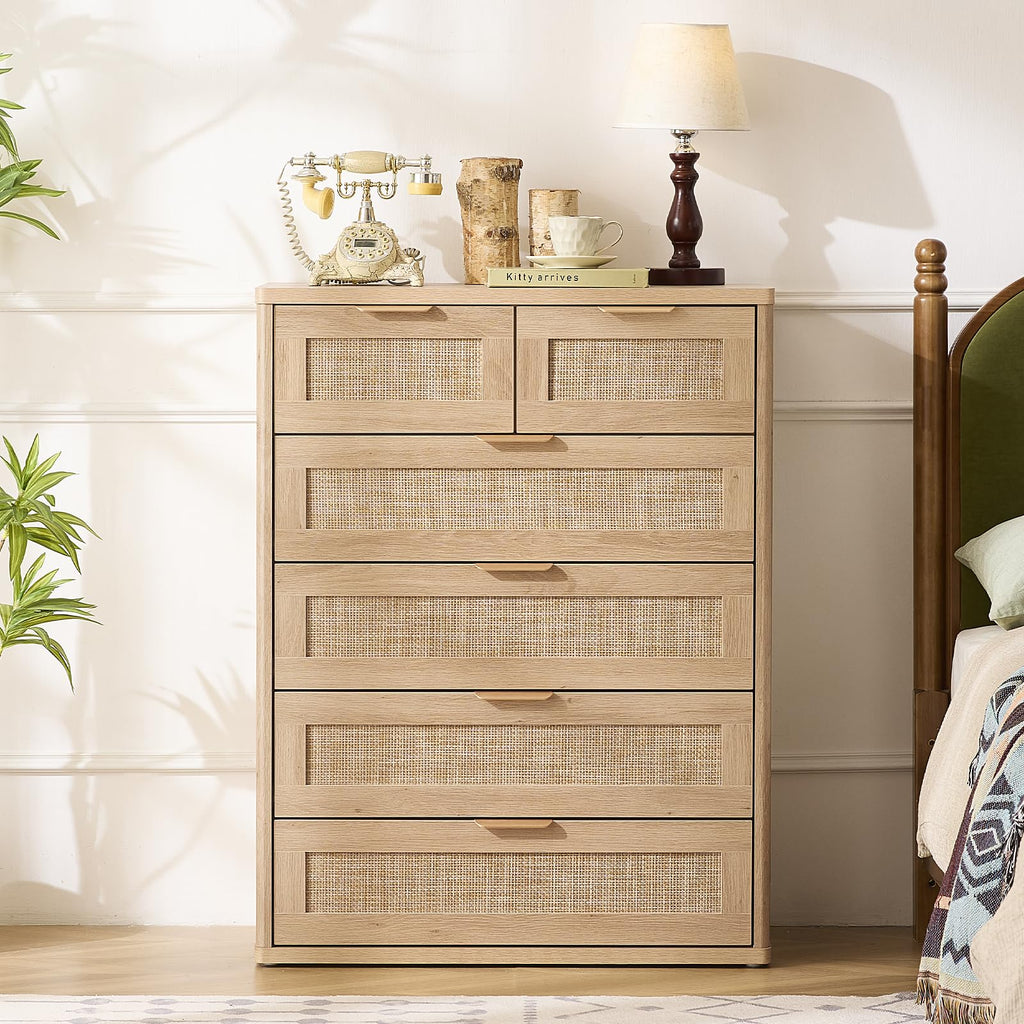 Rattan Dresser Set 2, 41" Tall Chest of Drawers