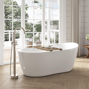 Isaac 58 in. Seamless White Acrylic Freestanding Slipper Bathtub