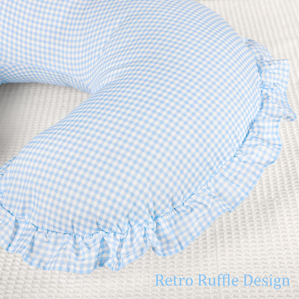 Cotton Nursing Pillow Cover, Removable Ruffled Pillowcase for Breastfeeding Pillows, Ultra Soft Comfortable Slipcover