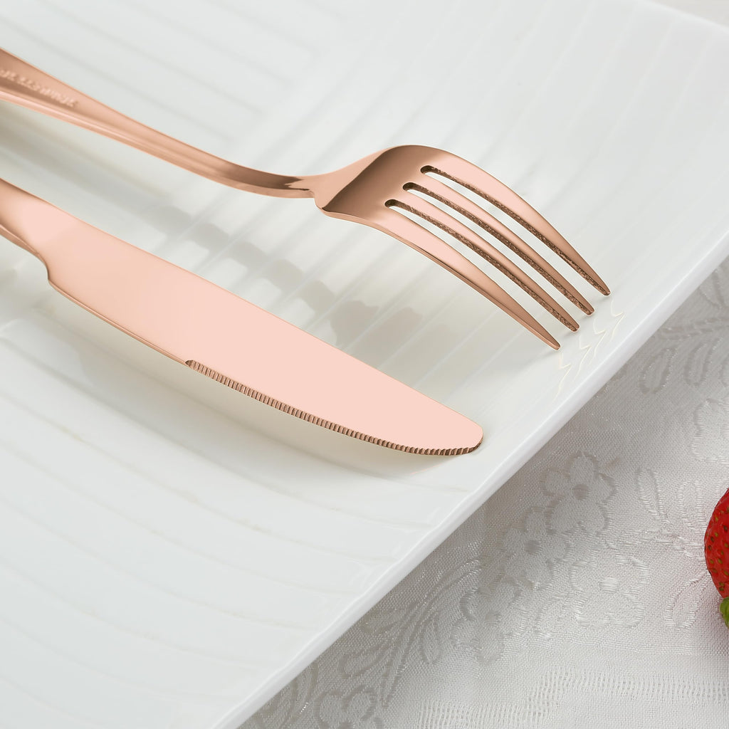Rose Gold Silverware Set for 4, Flatware Cutlery Set 20 Piece