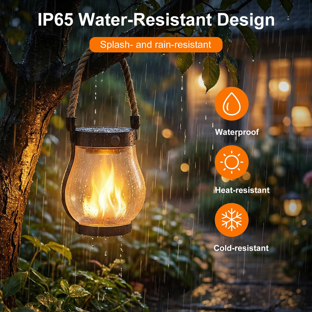 Lanterns Outdoor Waterproof 4-Pack, 2nd Gen Flickering Flame Effect