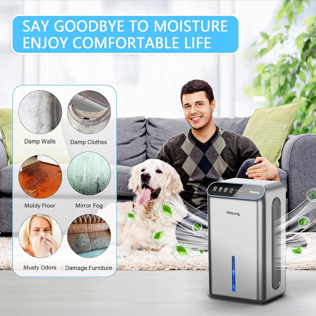 Dehumidifier for Basement (85 OZ, 800 sq ft) Quiet Dehumidifiers for Home, Auto Shut-Off, Sleep Mode, 3 Gear Timer(8H