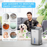 Dehumidifier for Basement (85 OZ, 800 sq ft) Quiet Dehumidifiers for Home, Auto Shut-Off, Sleep Mode, 3 Gear Timer(8H