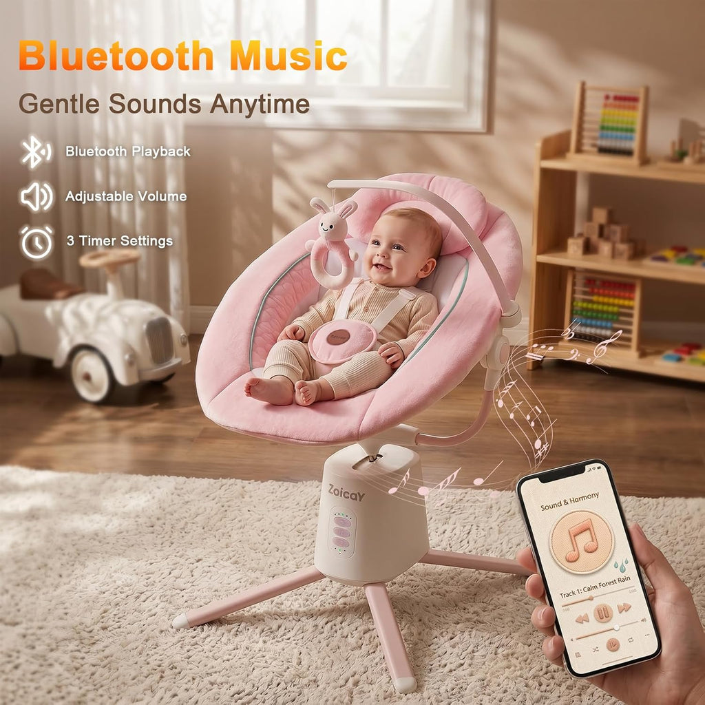 Swing for Infants, Electric Infant Swing with Bluetooth Music, Pink