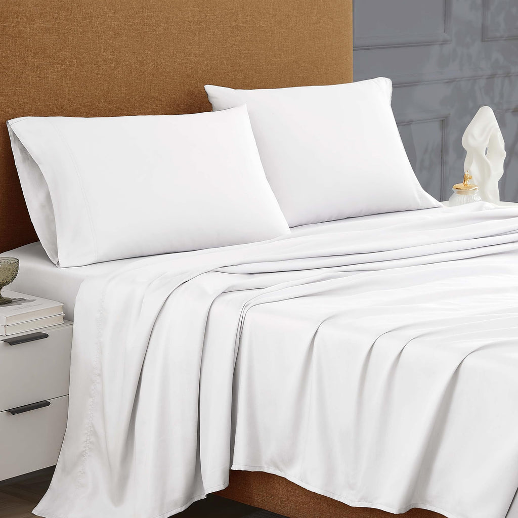 600 Thread Count Sateen Queen Size Sheet Set, Arctic White