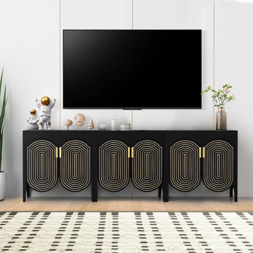 Fluted Sideboard Cabinet with Storage,Buffet Cabinet with Adjustable Shelves,Accent Storage Cabinets with Carved Arc
