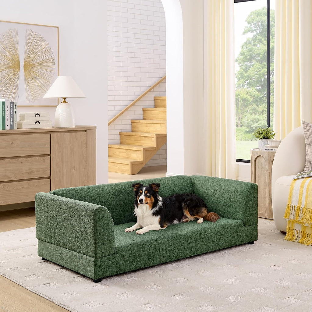 56.5" Oversized Dog Couch for Medium & Large Dogs, Elevated Dog Bed with Backrest & Armrests, Modern Pet Sofa