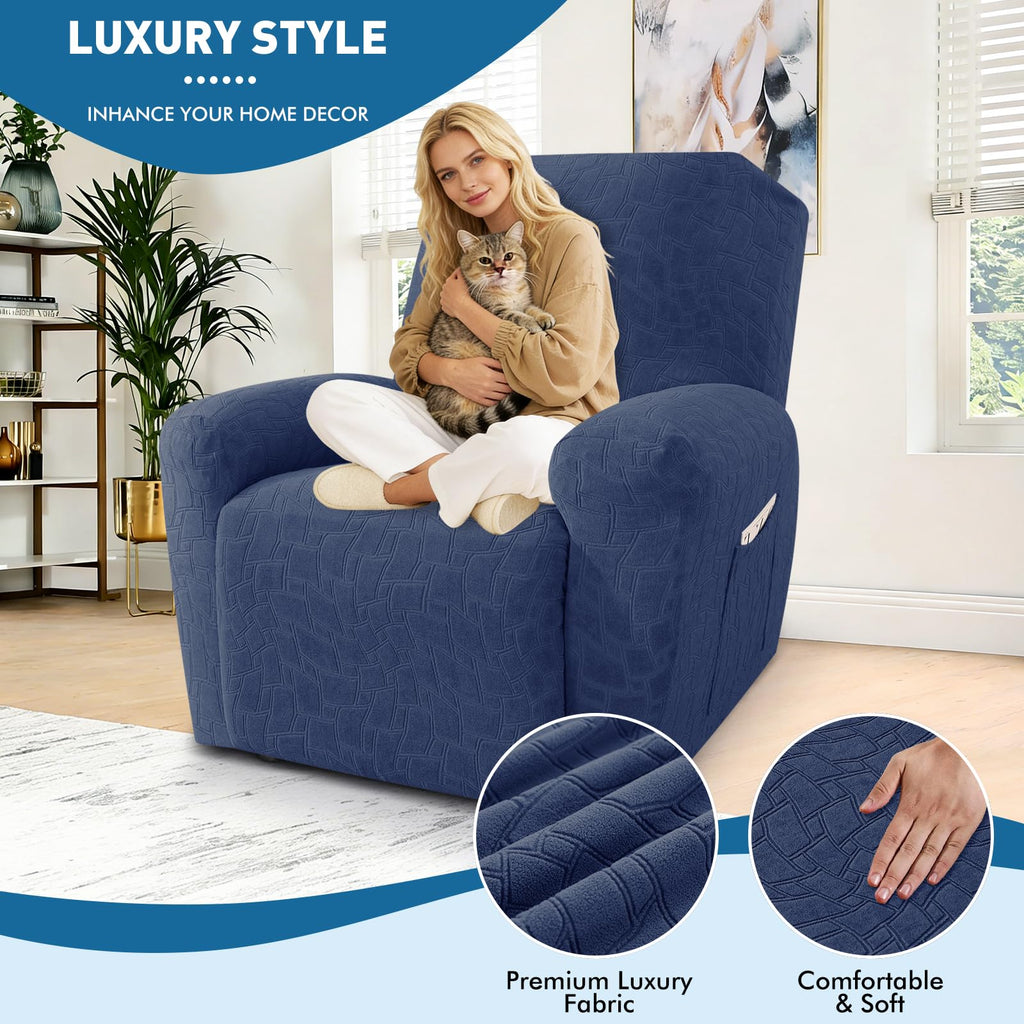 Waterproof Recliner Cover Washable 3 Pieces Recliner Chair Covers with Elastic Bottom Non Slip Cover for Lazy Boy