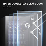 4.5 Cu.ft Beverage Refrigerator and Cooler,145 Can Mini Fridge Glass Door with D