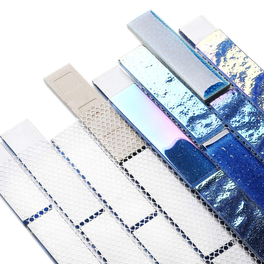 Blue Glass Porcelain Tile Box of 5 Square Feet Iridescent Starry Sky Backsplash Tile for Swimming Pool Kitchen