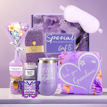 Grandma Christmas Mothers Day Birthday Gifts 10Pcs Set, Premium Natural Skincare Set -Body Care Kit with Silk Eye