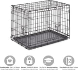 30-Inch New World Crate for Medium Breeds, 21-40 lbs, Double Door Folding Dog Crate, Leak-Proof Tray & Secure Latches