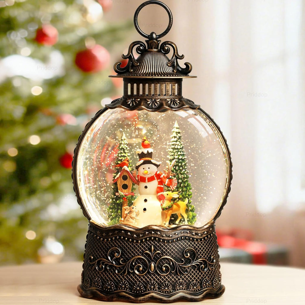Snowman Snow Globe Christmas Decorations Indoor Deer Cardinal Snowman Gifts Classic Relief Texture Musical Glitter