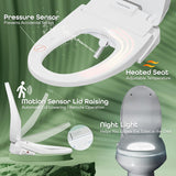 Elongated Electric Smart Bidet Toilet Seat with Auto Open and Close Lid, Unlimited Heated Water, Warm Air Dryer, Remote Control, Self-Cleaning Nozzle