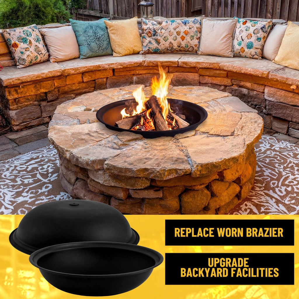 2 Pcs 23Inch Outdoor Fire Pit Bowl Replacement Insert, Carbon Steel