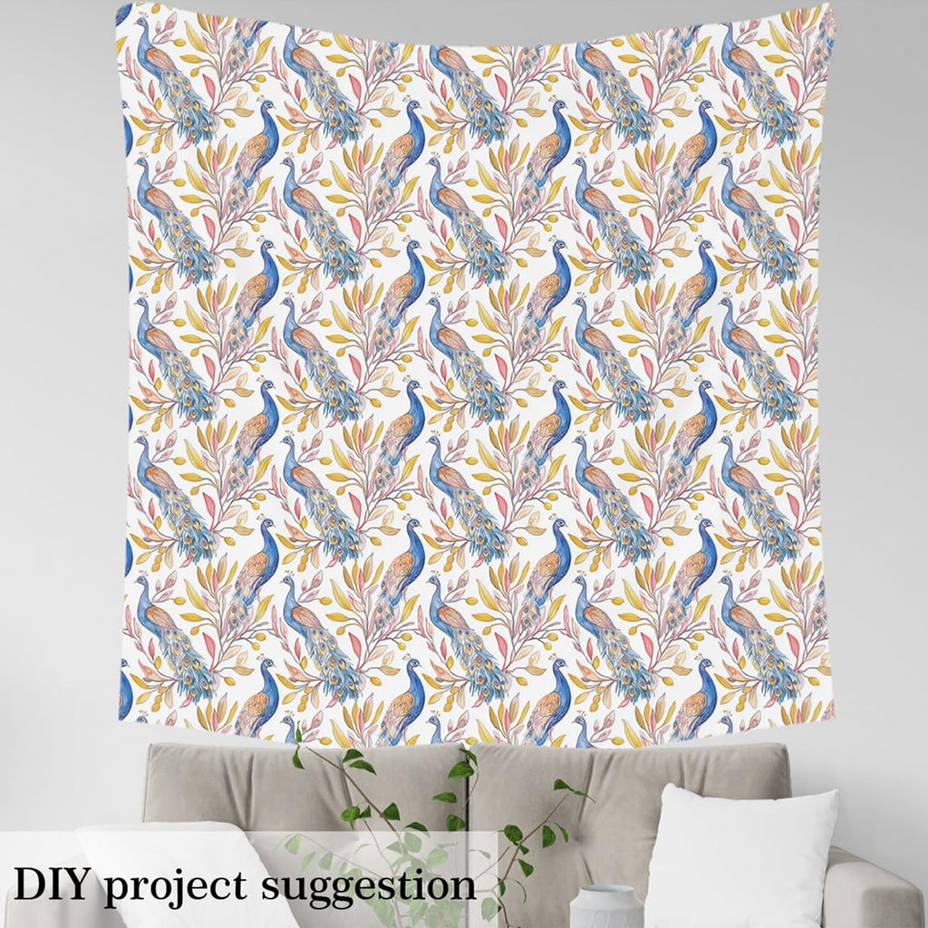 Peacock Animal Fabric By The Yard Decorative Soft