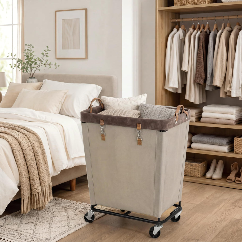 210L Laundry Basket with Wheels, Rolling Hampers for Clothing