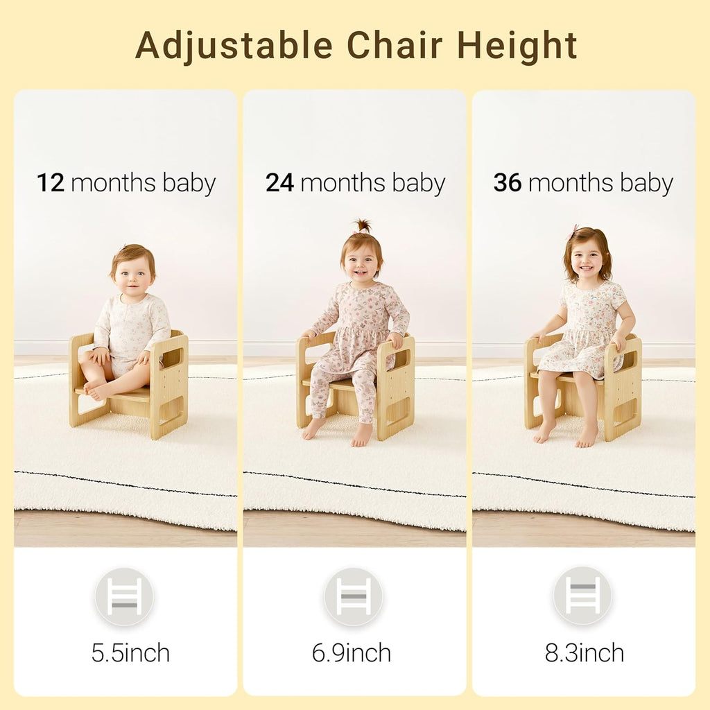 Montessori Weaning Table and Chair Set - 3 Adjustable Height