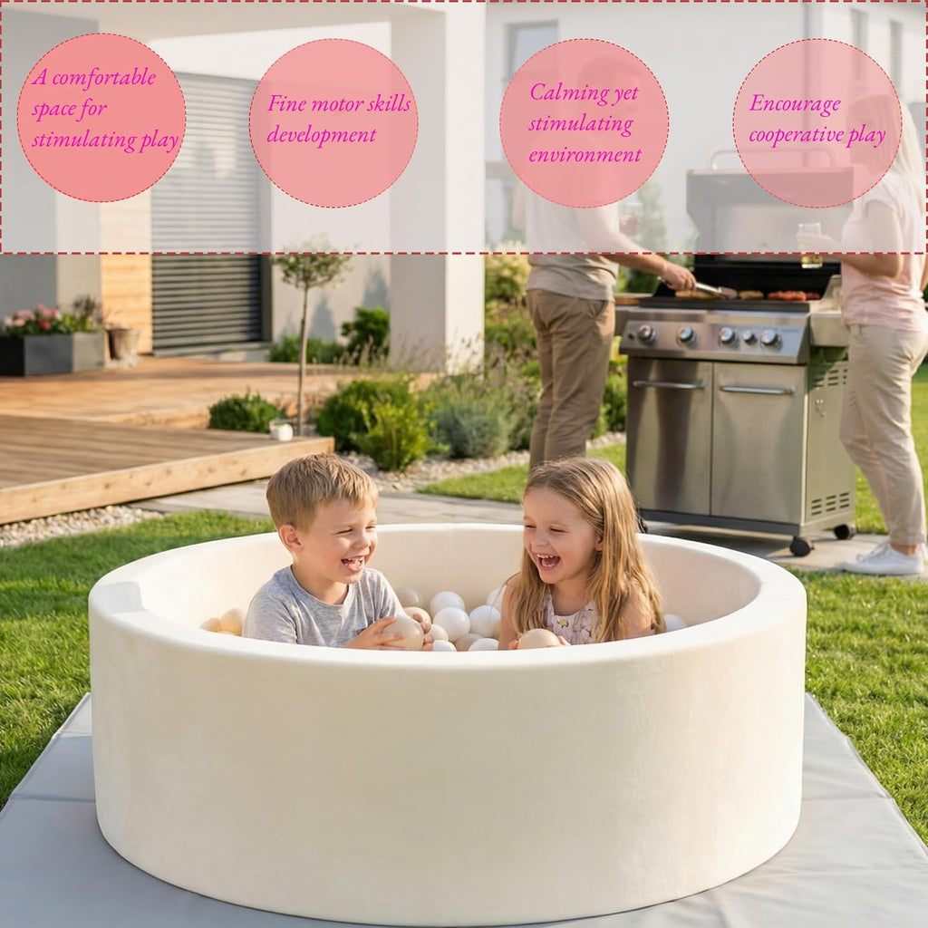 Baby Foam Ball Pit, 35.4"x 11.8" Ball Pits for Toddlers Apricot Yellow