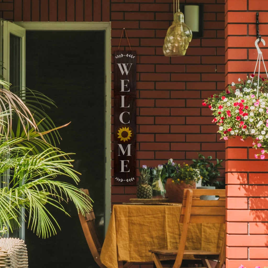 Welcome Sign for Front Porch Standing, Interchangeable Welcome Standing Sign with 5 Designed DoubleSided Icons for