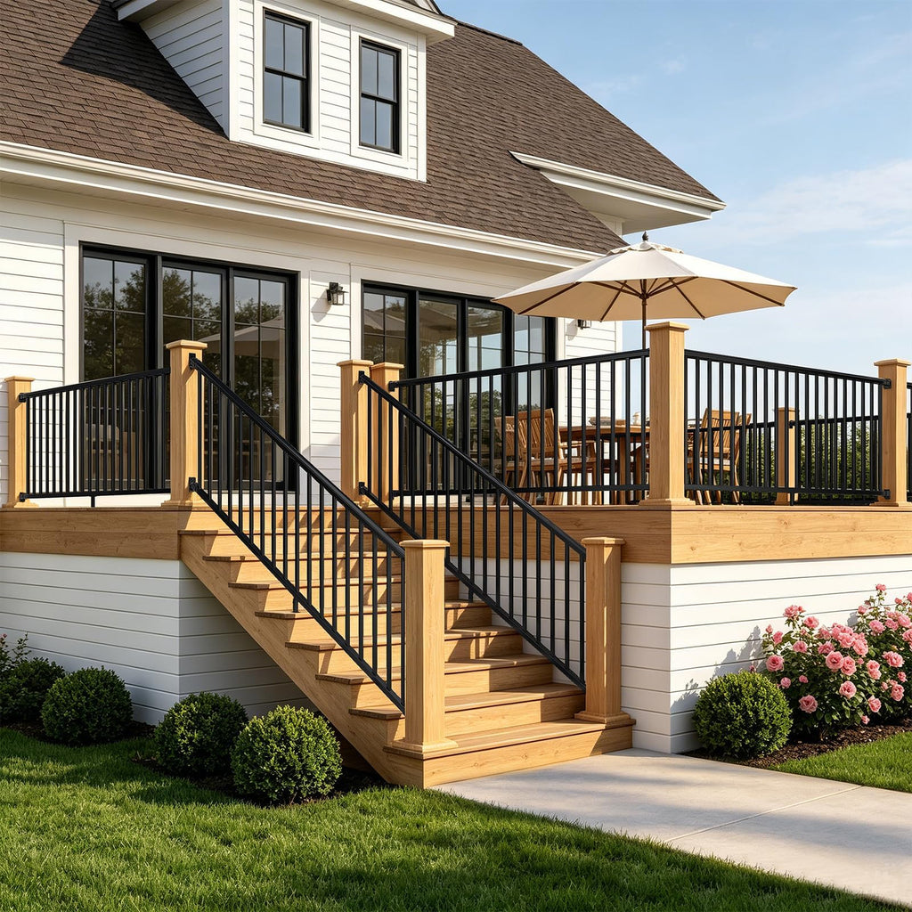 36 ". H x 4 ft. W Aluminum Stair Railing Kit with 2 39" Post
