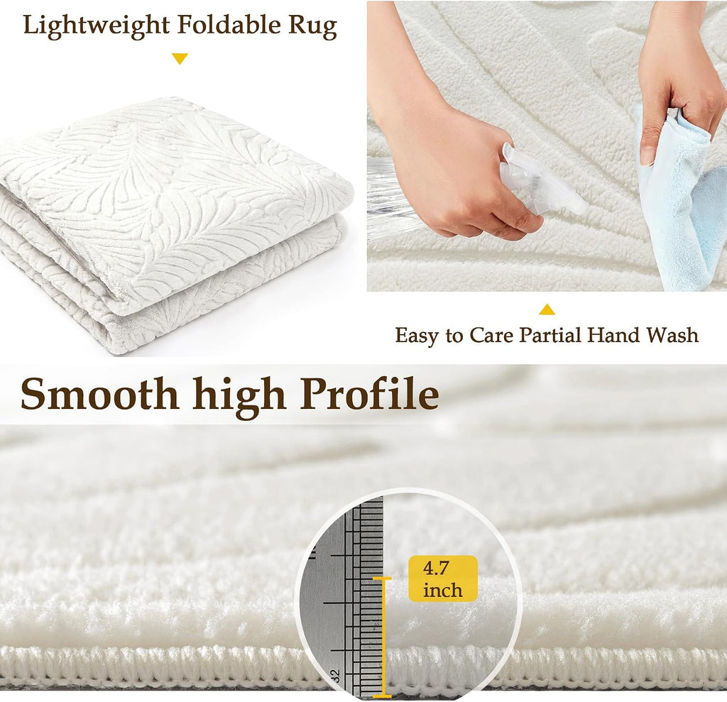 White Soft Shag Area Rug Non Slip