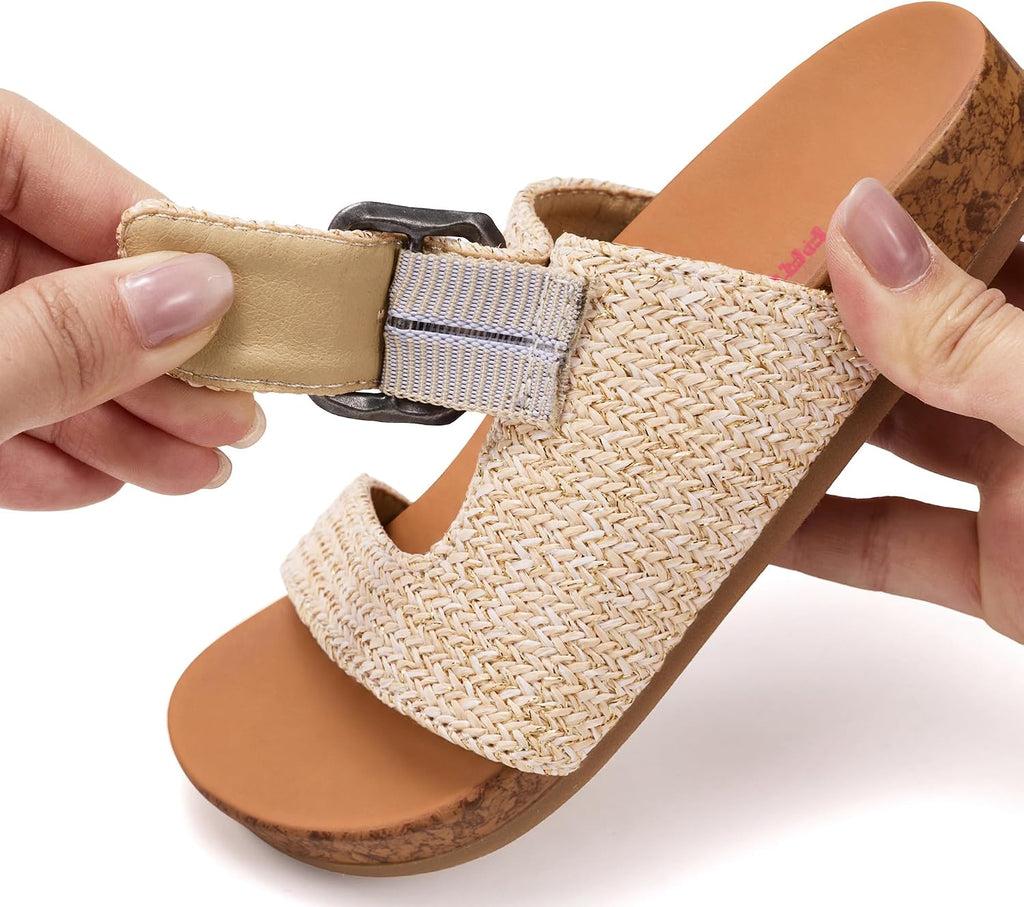 Cloud Girls Sandals & Non-Slip Kids Slides with Adjustable Buckle