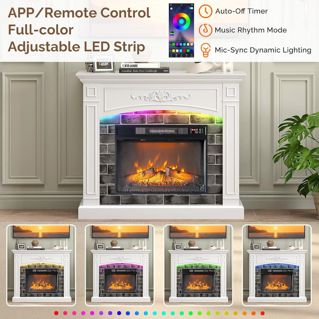 43'' Fireplace TV Stand for up to 55 inch TVs, Electric Fireplace with Mantel