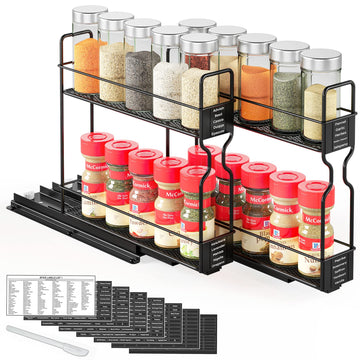 Pull Out Spice Rack Organizer for Cabinet, Heavy Duty Slide Out Seasoning Kitchen Organizer, Cabinet Organizer
