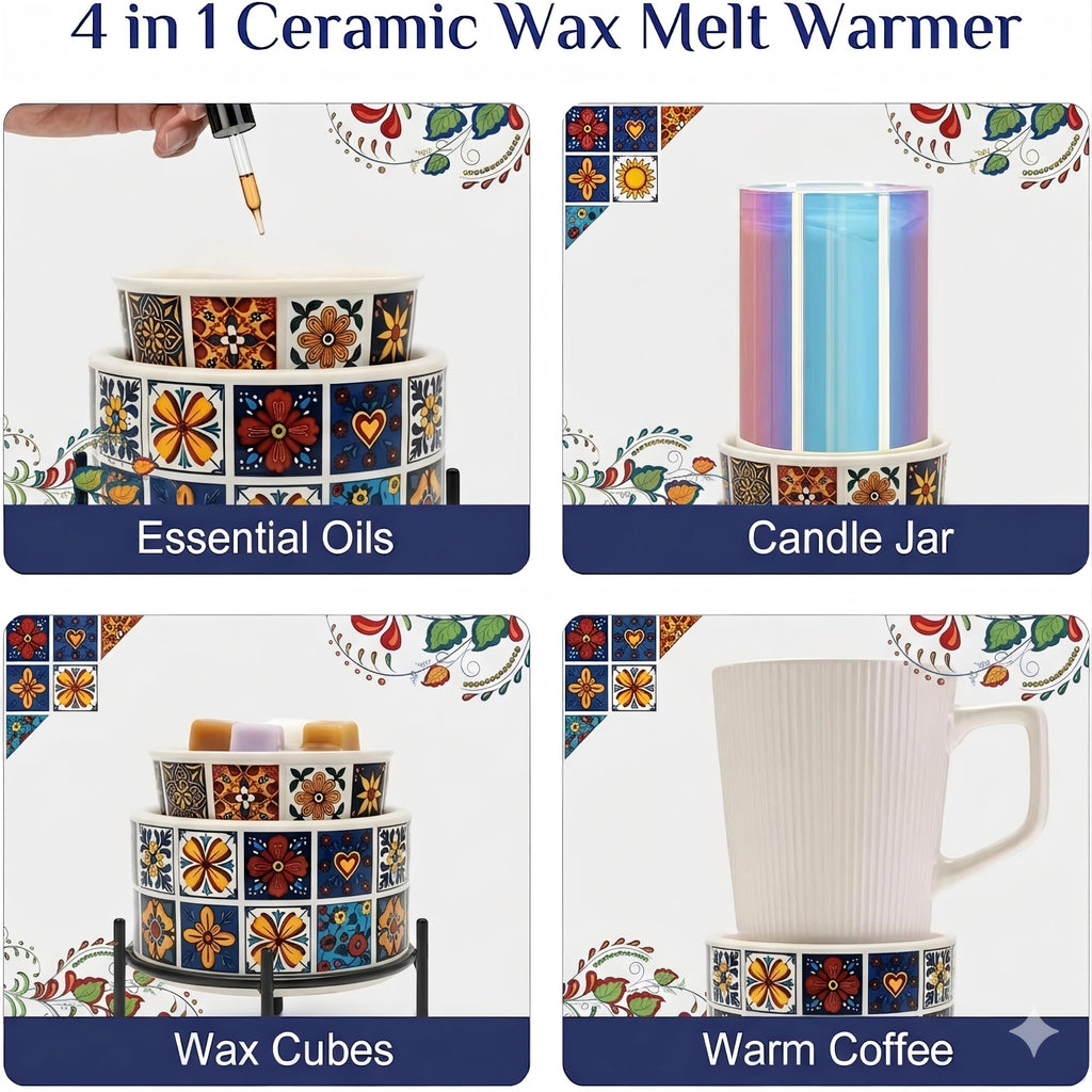 Talavera Ceramic Electric Wax Melt Warmer, Wax Warmer Scented Wax