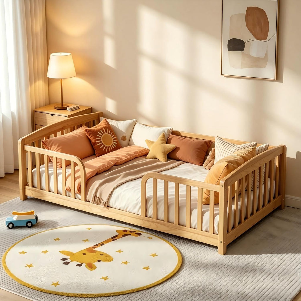 Toddler Floor Bed with Central Entrance, Natural