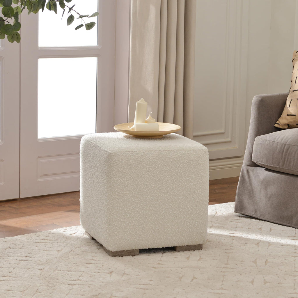 18.5" Wide Modern Square Boucle Ottoman