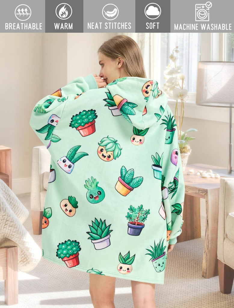 Plant Gifts for Gardening Lovers, Wearable Blanket Hoodie, Hooded Blankets | Oversized Sweatshirt, Cozy, Warm, Soft
