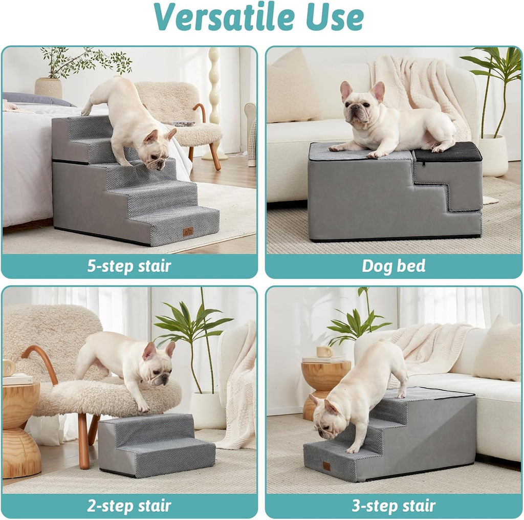 Dog Stairs for Small Dogs, 5 Step Pet Stairs for Beds & Couches