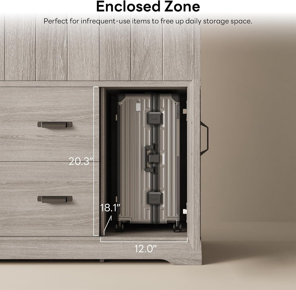Wardrobe Closet, 70" Tall 4 Doors Large Wooden Closet with 2 Drawers, 3 Shelves Bedroom Armoire with Hanging Rod