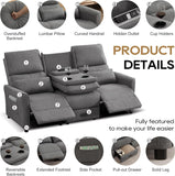 DRMBOOK 74'' RV 3 Seater Recliner Sofa, Linen Fabric Three Camper Couch 3 Seater Recliner