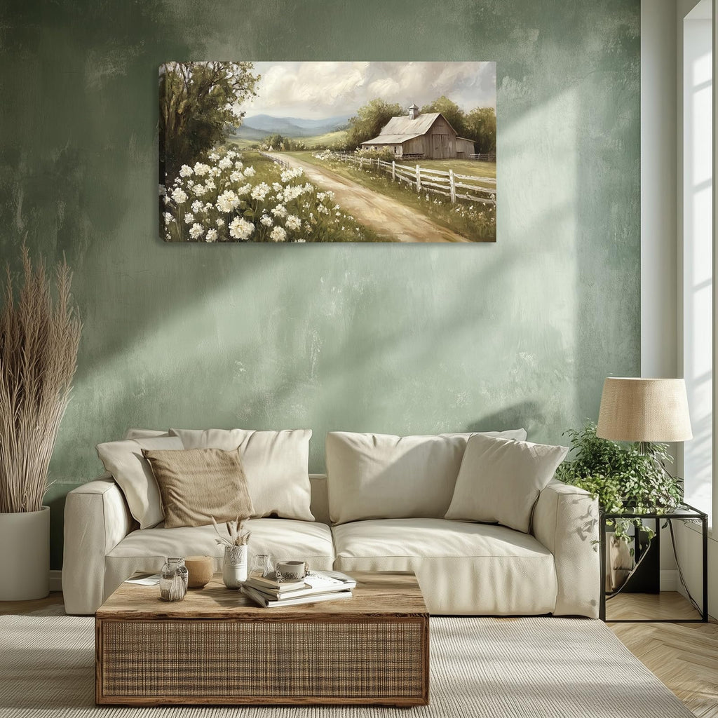 Rustic Farmhouse Canvas Wall Art Decor Nature Scenery Countryside Picture Canvas Painting Landscape Wall Poster