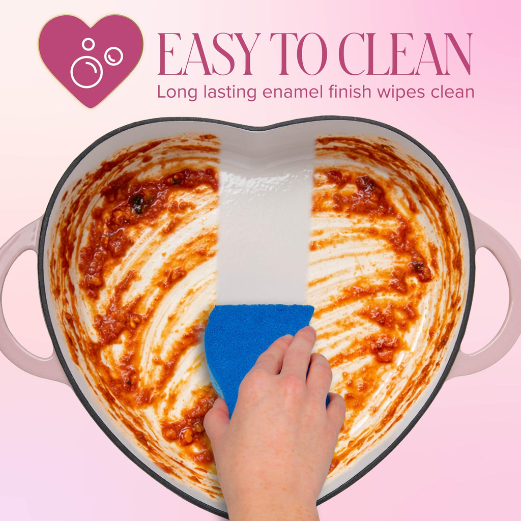 Enameled Cast Iron Braiser, Heart-Shaped Skillet with Lid, Superior Heat Retention Casserole, Stovetop