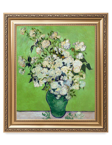 Vincent Van Gogh Wall Art Framed, Pink Roses in a Vase, 30x26''