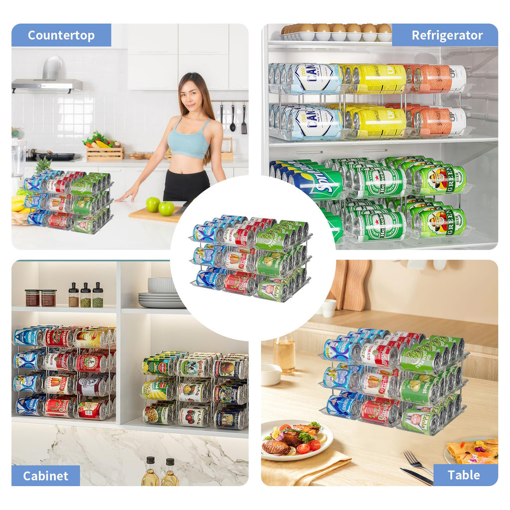 Can Organizer for Pantry, 3-Tier Stackable Can Dispenser Rack