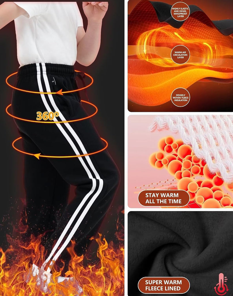 Pack Youth Boys Sweatpants Fleece Lined Athletic Joggers for Winter